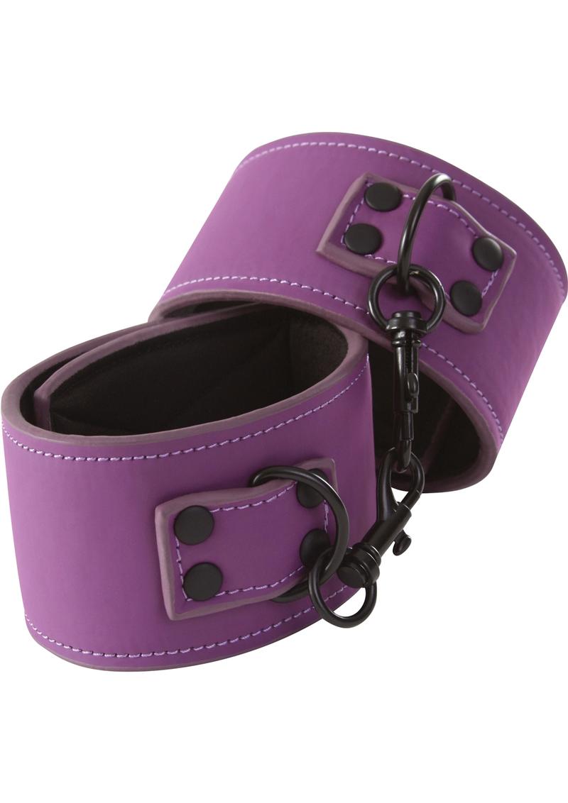 Lust Bondage Wrist Cuff - Black/Purple