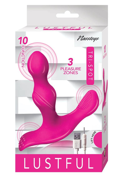 Lustful Tri-Spot Silicone Rechargeable Vibrator - Pink