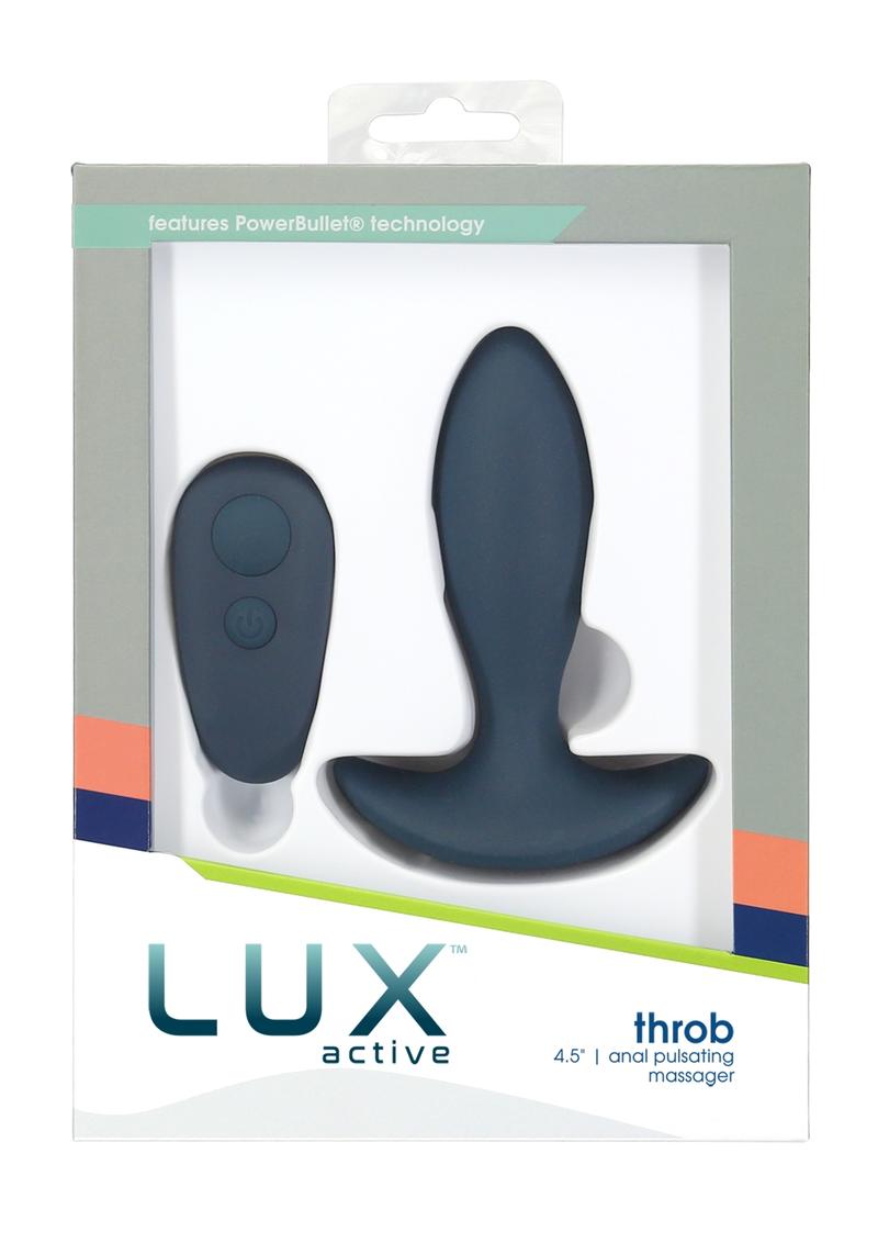 Lux Active Throb Silicone Rechargeable Anal Pulsating Massager with Remote Control - Blue - 4.5in