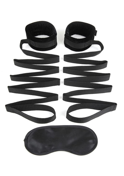 Lux Fetish Bondage Bed Strap - Black - 2 Piece Set