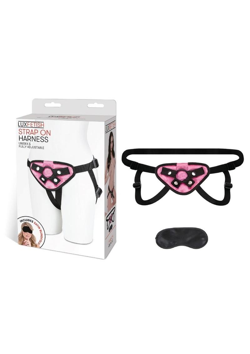 Lux Fetish Pink Velvet Strap-On Harness Adjustable