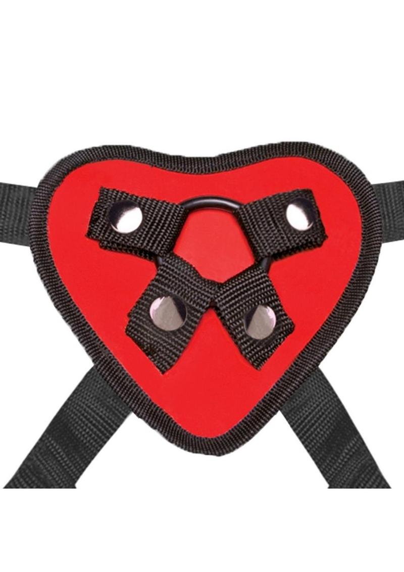 Lux Fetish Red Heart Strap-On Harness Adjustable