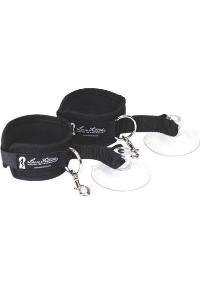 Lux Fetish Sexy Suction Shower Cuffs Adjustable - Black - 2 Piece Set