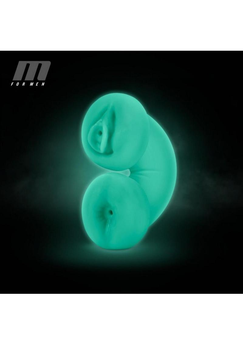 M For Men Soft and Wet Double Trouble Glow In The Dark Masturbator