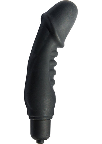 Mack Tuff Ribbed Vibrating Silicone Penis Vibrator - Black