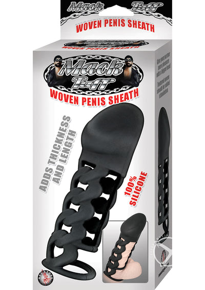 Mack Tuff Woven Penis Sheath Silicone Sleeve Cock Ring - Black