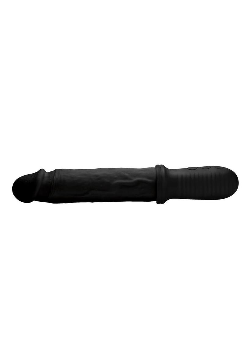 Master Series 8x Auto Pounder Rechargeable Silicone Vibrating and Thrusting Dildo with Handle