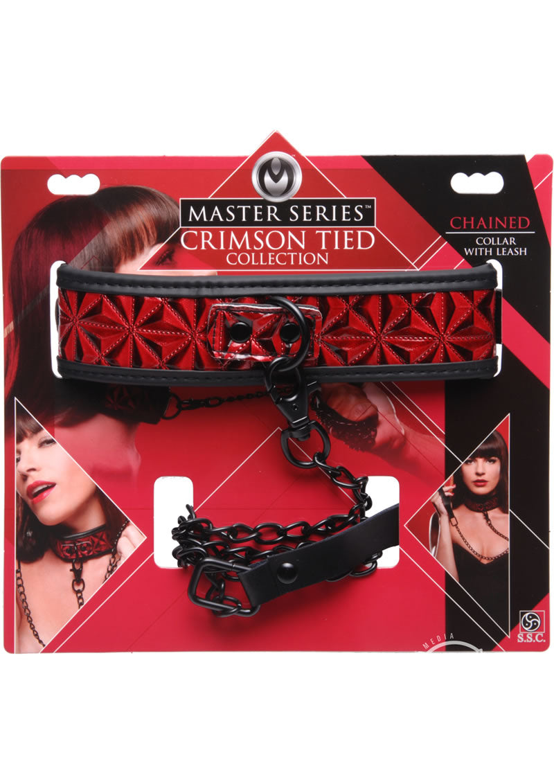 Master Series - Crimson Tied Chained Collar with Leash - Black/Red