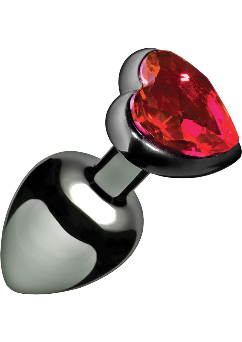 Master Series - Crimson Tied Scarlet Heart Jewel Anal Plug - Red/Silver