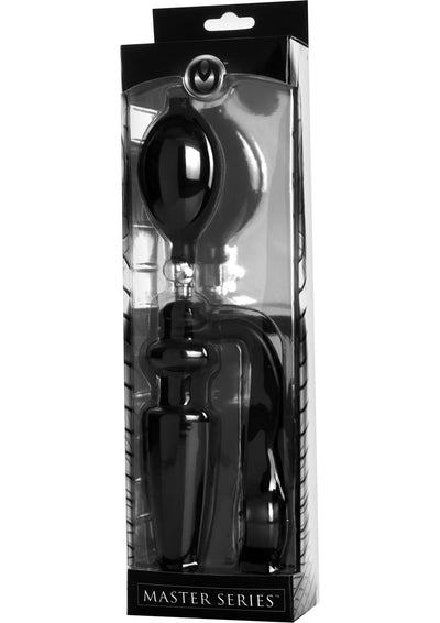 Master Series Exxpander Inflatable Plug with Cock Ring and Removable Pump - Black