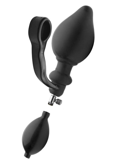 Master Series Exxpander Inflatable Plug with Cock Ring and Removable Pump