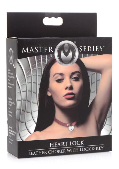 Master Series Heart Lock Choker with Keys - Red