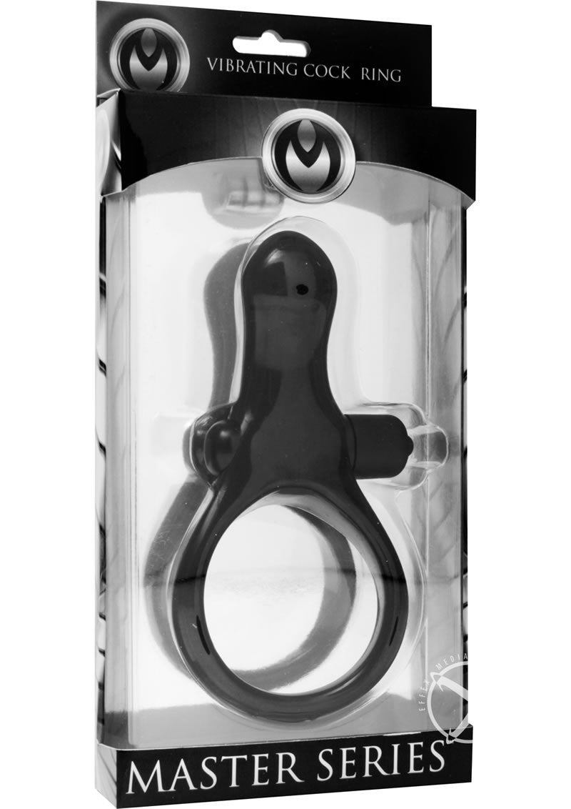 Master Series The Mystic Vibrating Cock Ring with Taint Stimulator - Black