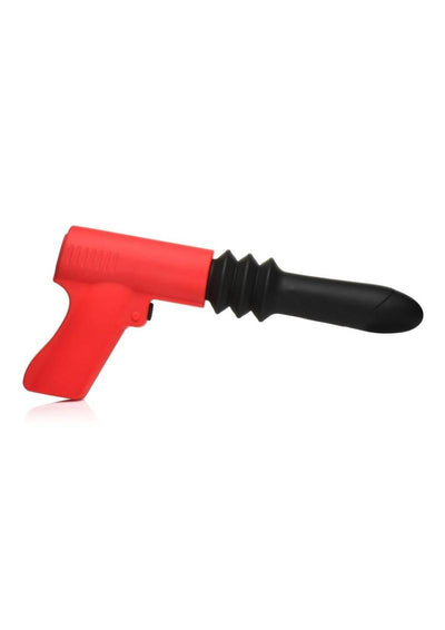 Master Series Thrusting Pistola Rechargeable Silicone Vibrator - Black/Red