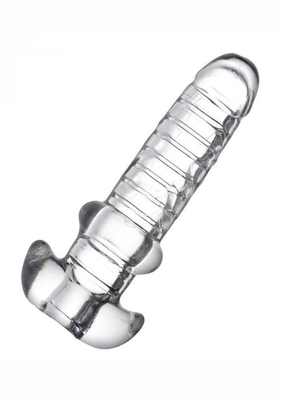 Master Series Tight Hole Ribbed Penis Sheath - Clear