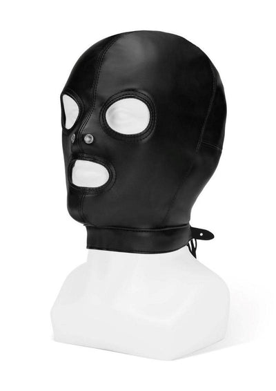 ME YOU US Hood with Eyes Nose Mouth Pu Leather Bondage Hood - Black