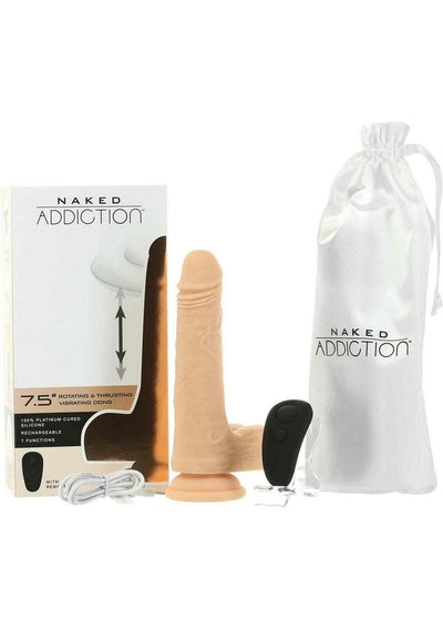 Naked Addiction Silicone Rechargeable Thrusting, Vibrating, and Rotating Dildo