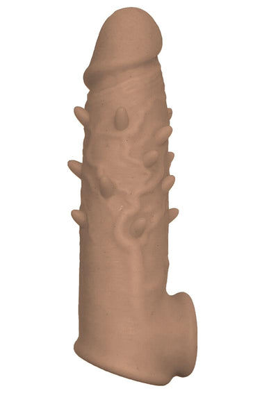 Natural Realskin Spiked Vibrating Penis Xtender - Brown