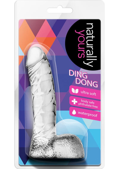 Naturally Yours Ding Dong Dildo with Balls - Clear - 5.5in