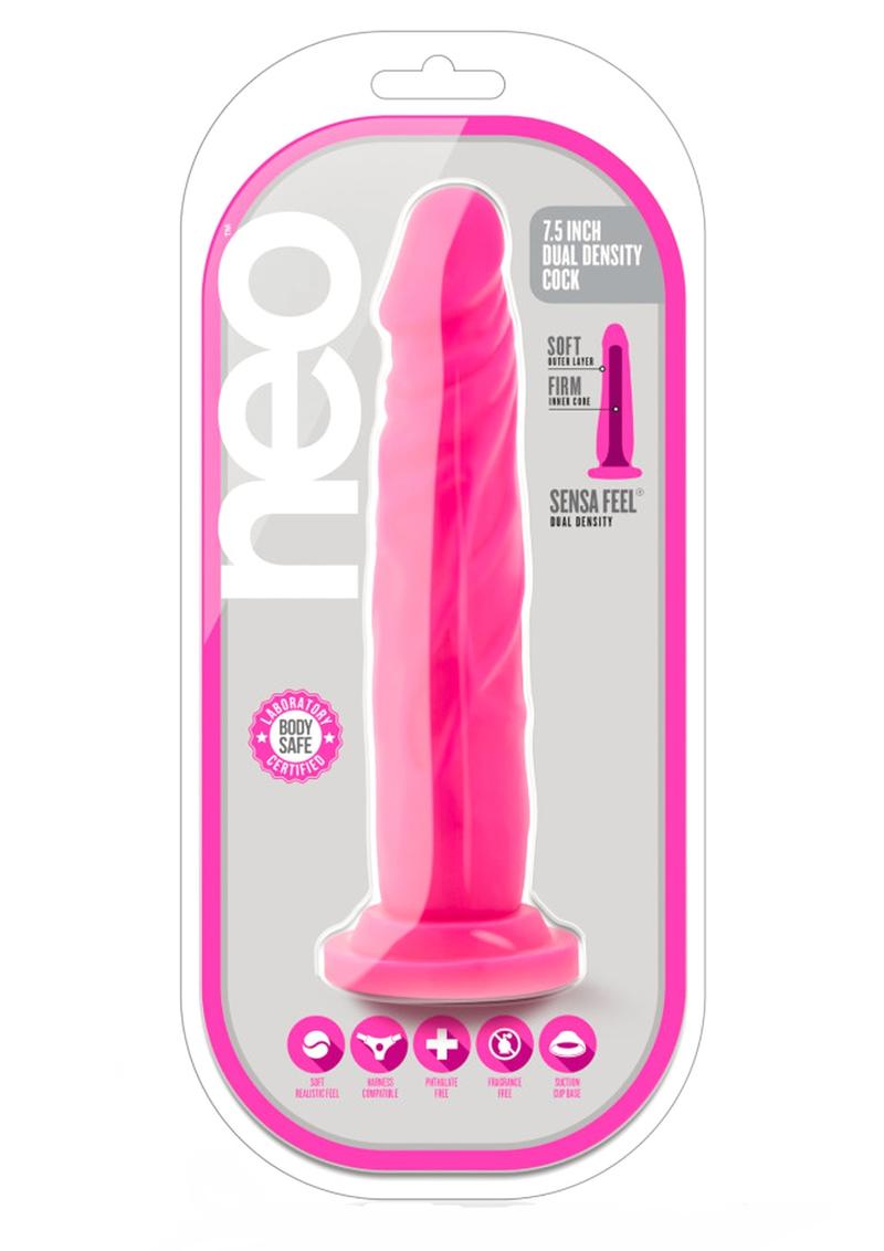 Neo Dual Density Dildo - Neon Pink/Pink - 7.5in