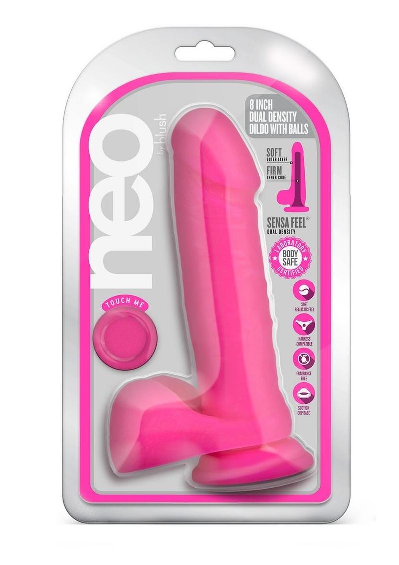 Neo Dual Density Dildo - Neon Pink/Pink - 8in