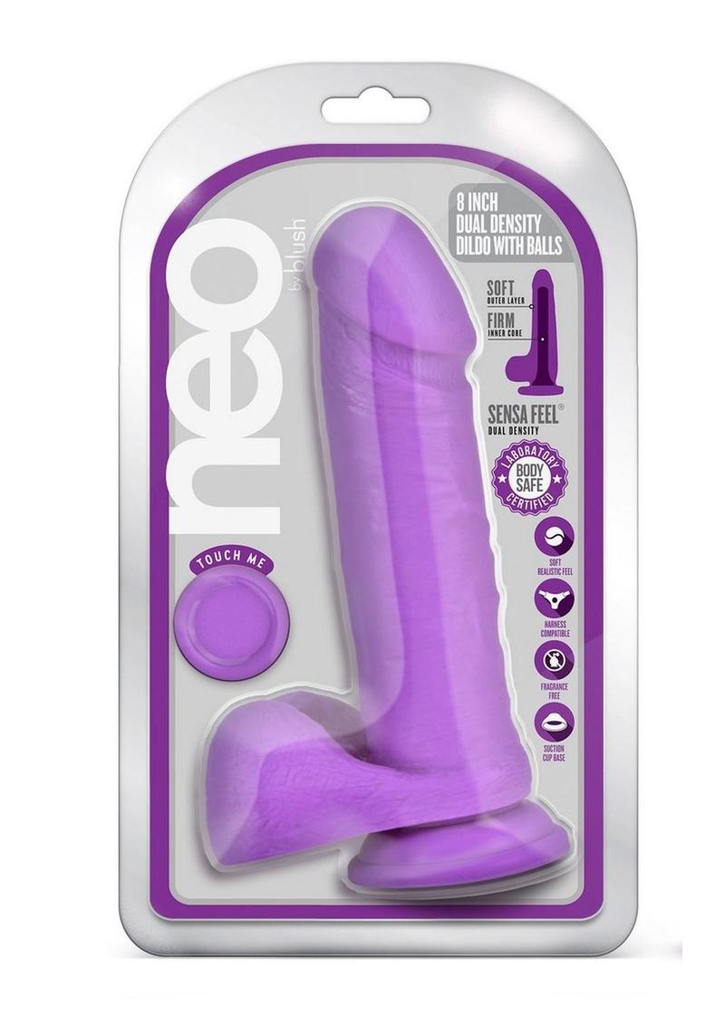 Neo Dual Density Dildo - Neon Purple/Purple - 8in