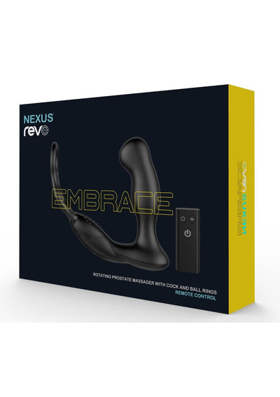 Nexus Revo Embrace Rechargeable Silicone Remote Control Rotating Prostate Massager - Black