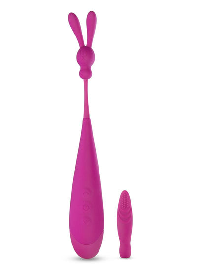 Noje Quiver Lily Clitoral Stimulator Rechargeable Silicone Vibrator with Two Heads - Pink