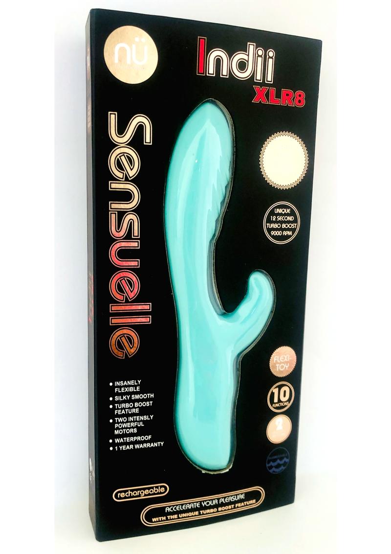 Nu Sensuelle Indii Xlr8 Rechargeable Silicone G-Spot Rabbit Vibrator - Blue/Electric Blue