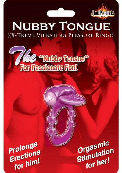 Nubbie Tongue Vibrating Silicone Cock Ring Waterproof - Purple