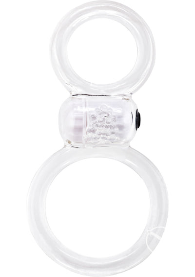 Ofinity Plus Super Stretchy Vibrating Double Silicone Cock Ring Waterproof - Clear