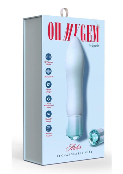 Oh My Gem Ardor Rechargeable Silicone Vibrator - Aquamarine - Blue