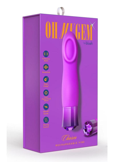 Oh My Gem Charm Rechargeable Silicone Vibrator - Amethyst - Purple