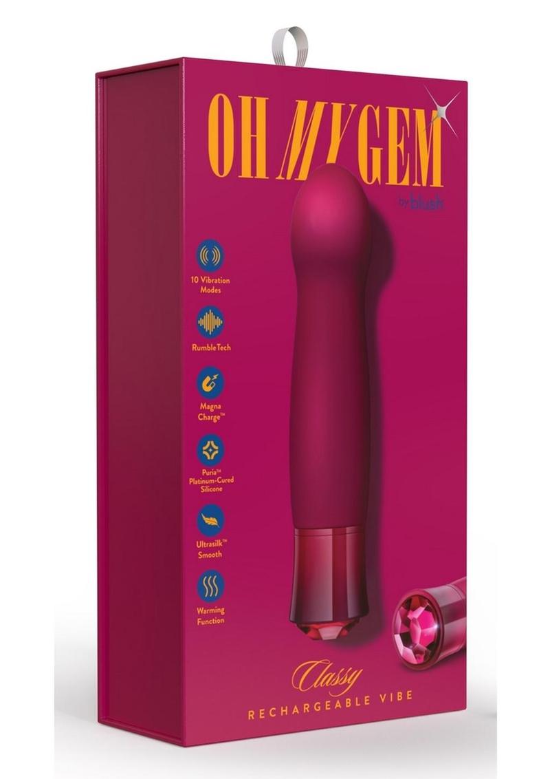 Oh My Gem Classy Rechargeable Silicone Vibrator - Garnet - Red