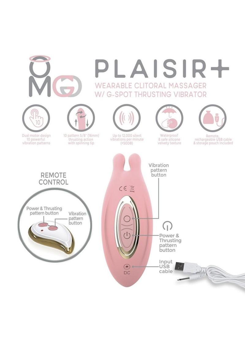 Omg Plaisir+ Rechargeable Silicone Remote Controlled Clitoral Massager with G-Spot Vibrating Thruster