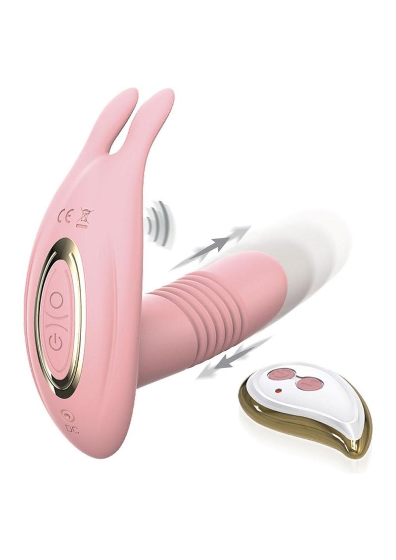 Omg Plaisir+ Rechargeable Silicone Remote Controlled Clitoral Massager with G-Spot Vibrating Thruster - Pink