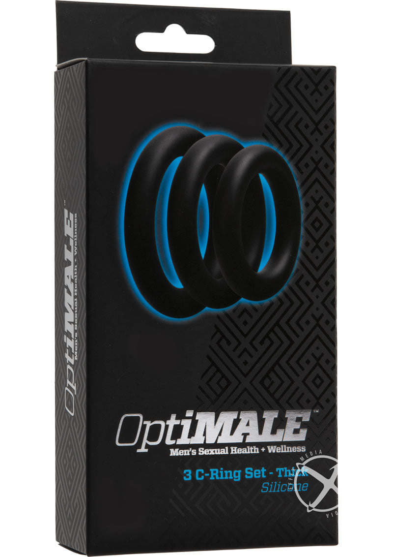 Optimale 3 C-Ring Set Silicone Cock Ring Thick - Black - 3 Piece Kit