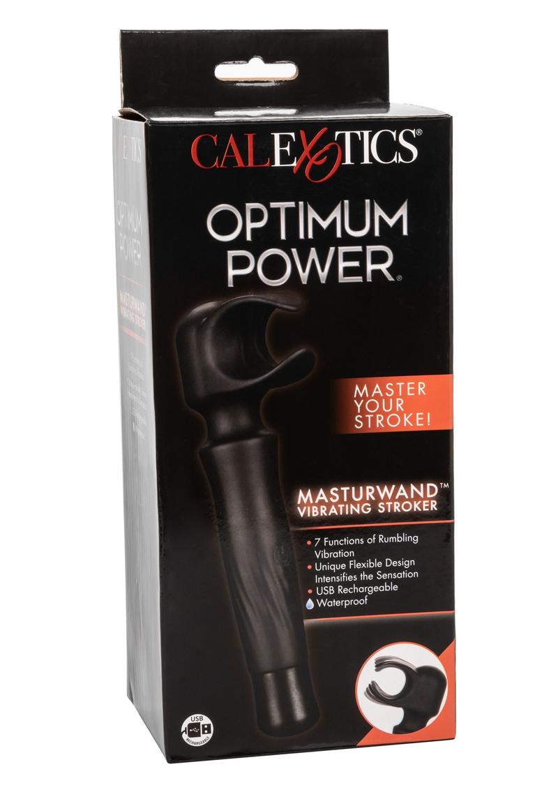 Optimum Power Masturwand Vibrating Stroker Rechargeable Masturbator - Black