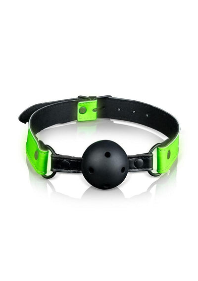 Ouch! Breathable Ball Gag - Black/Glow In The Dark/Green