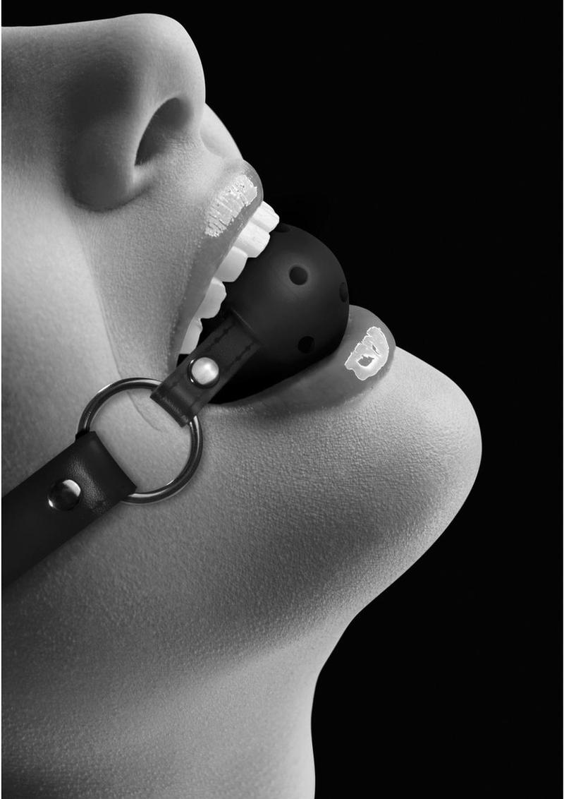 Ouch! Breathable Ball Gag with Bonded Leather Straps