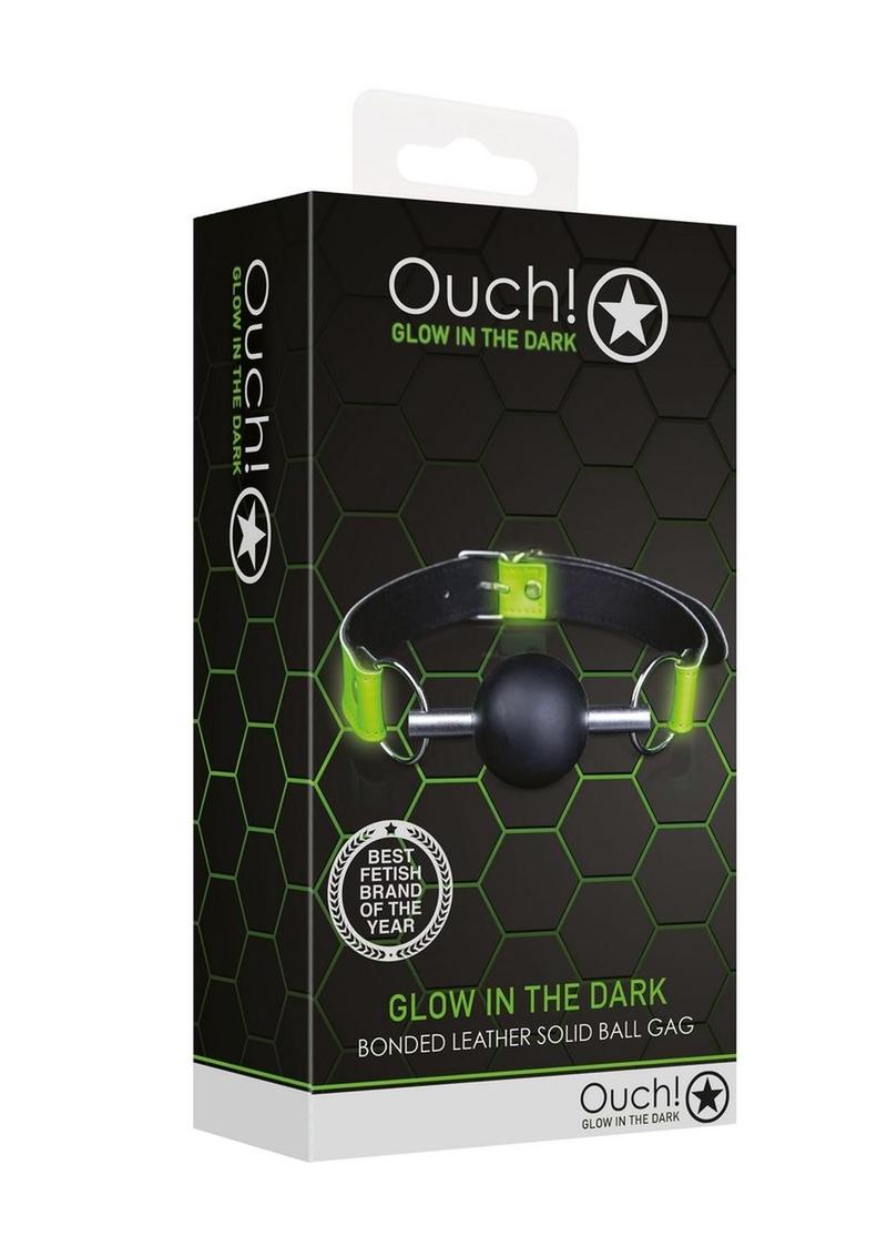 Ouch! Solid Ball Gag - Black/Glow In The Dark/Green