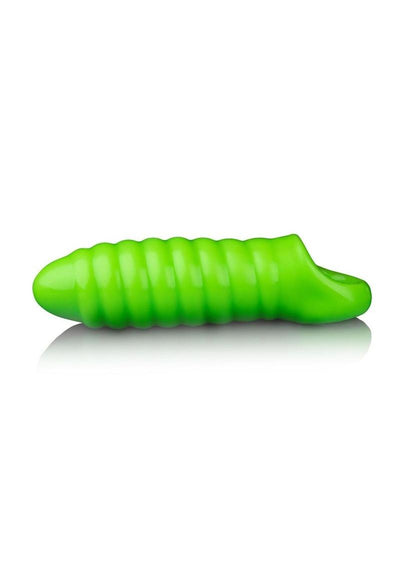 Ouch! Swirl Thick Stretchy Penis Sleeve - Glow In The Dark/Green