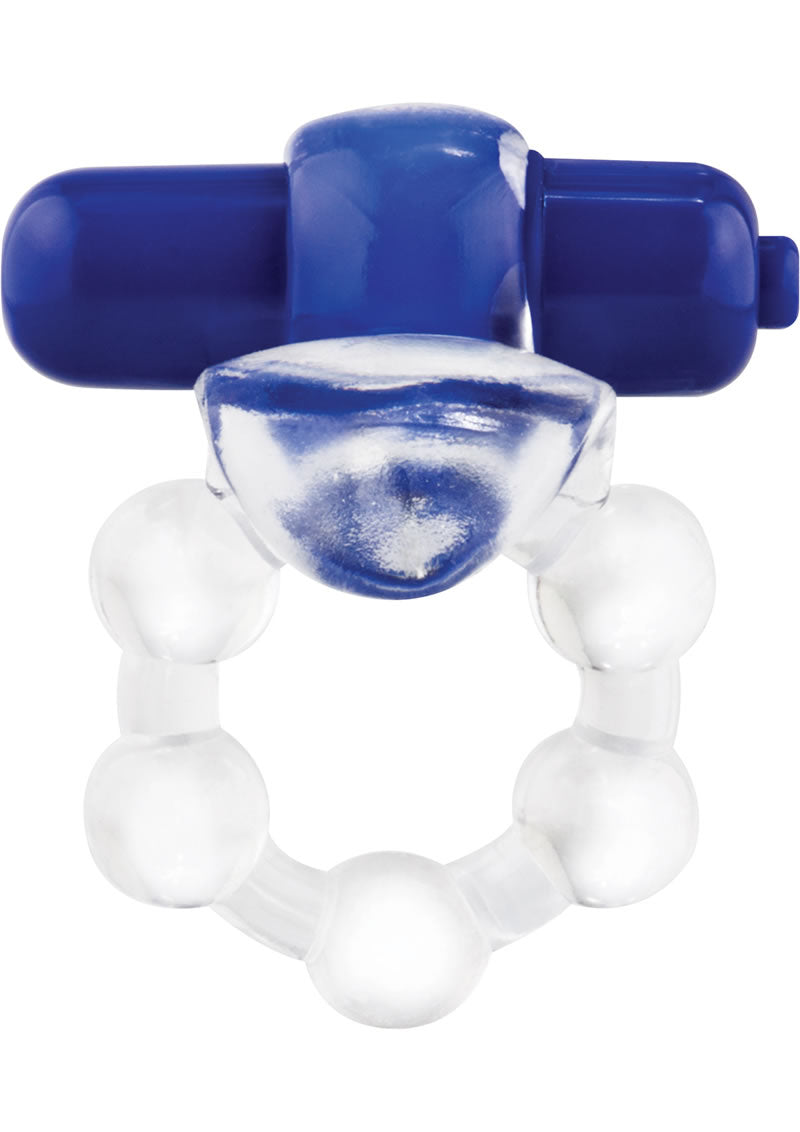 Overtime Silicone Vibrating Cock Ring Waterproof - Blue