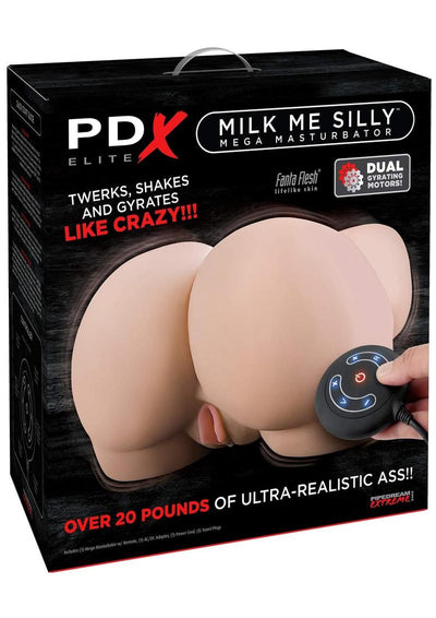 Pdx Elite Milk Me Silly Plug In Pussy and Ass Mega Masturbator with Remote Control - Flesh/Vanilla