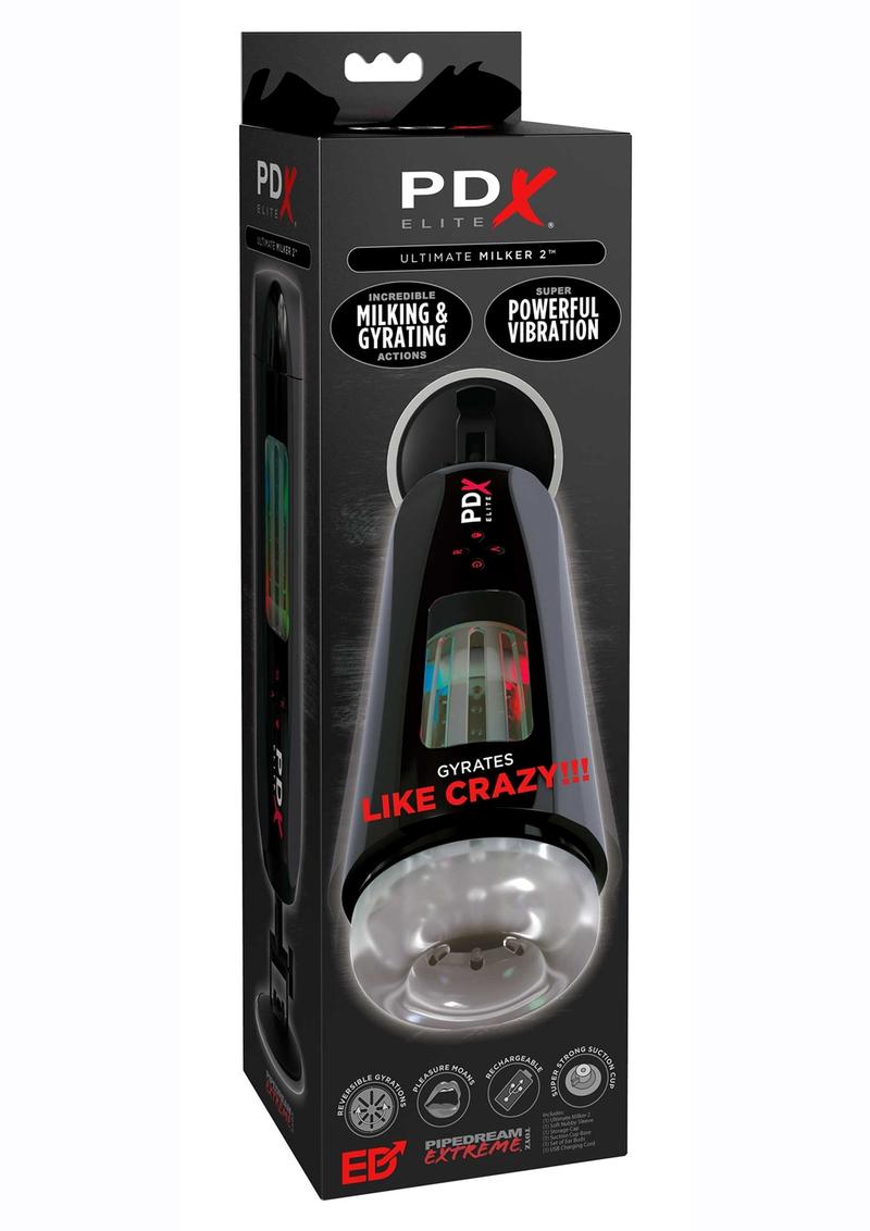 Pdx Elite Ultimate Milker 2 Rechargeable Masturbator - Black/Clear