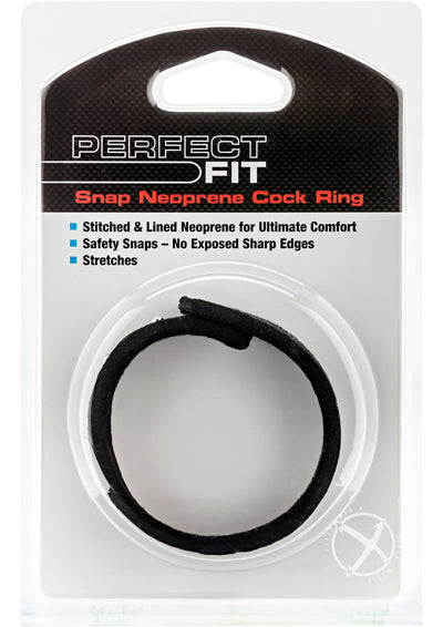 Perfect Fit Snap Neoprene Cock Ring - Black