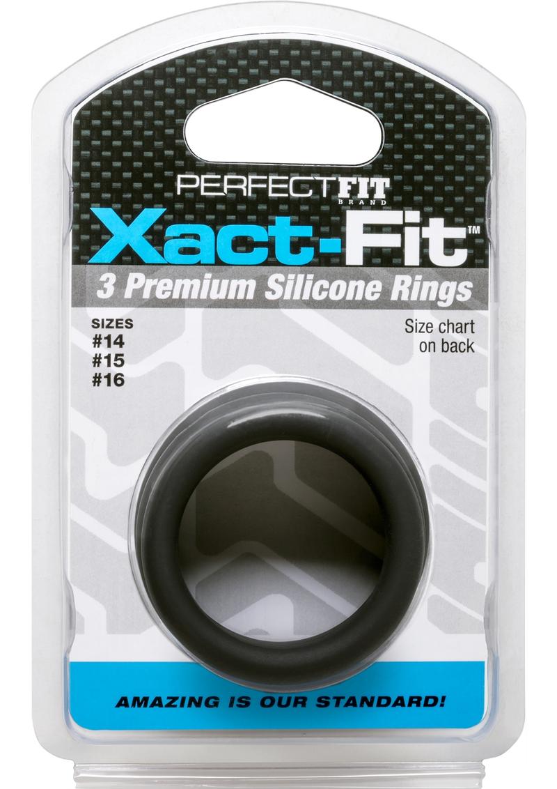 Perfect Fit Xact-Fit Silicone Ring Kit - Black - Medium/Small - 3 Pack