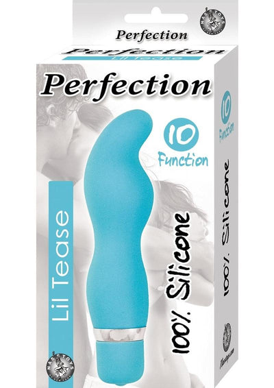 Perfection Lil Tease Silicone Vibrator - Blue/Turquoise - 4.85in