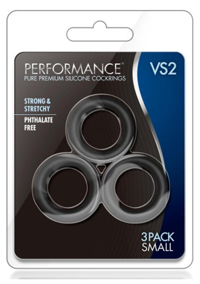 Performance Vs2 Pure Premium Silicone Cock Rings - Black - Small