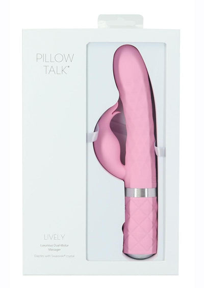 Pillow Talk Lively Silicone Rechargeable Dual Motor Massager with Swarovski - Crystal/Pink